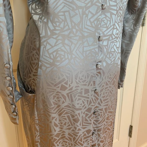 Gorgeous Vintage 100% Silk Gray Dress - Picture 4 of 11